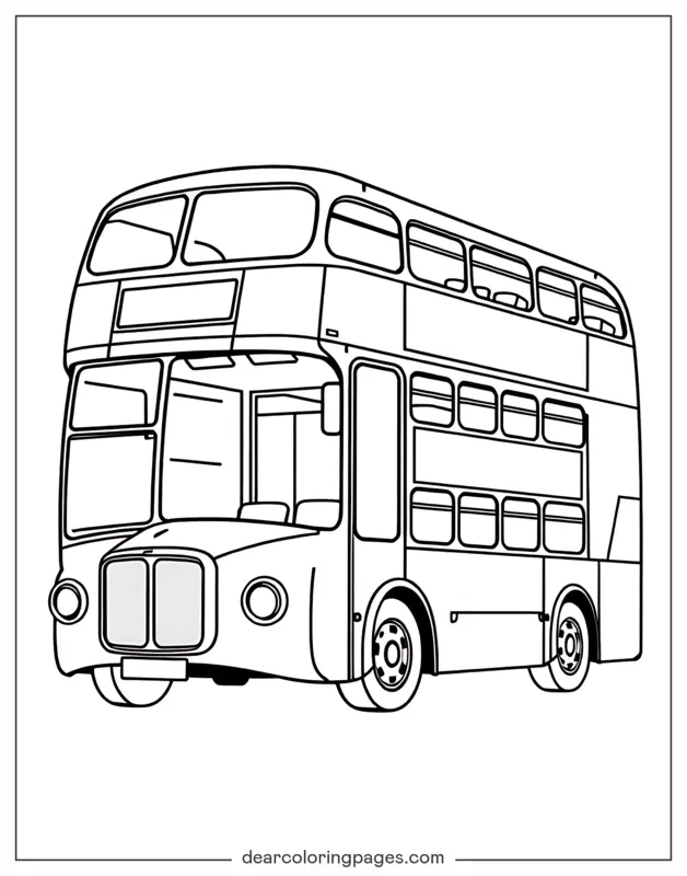 Bus Coloring Page - Double-Decker Bus
