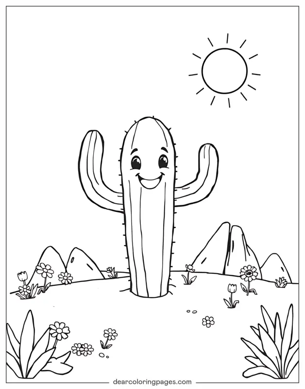 Kaktus Ausmalbild - Cartoon-Kaktus