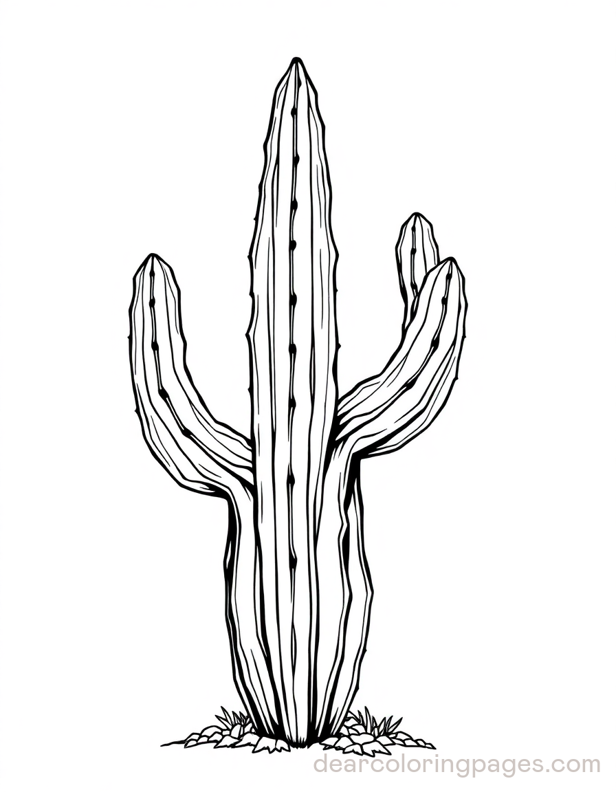 Cactus Outline Coloring Page