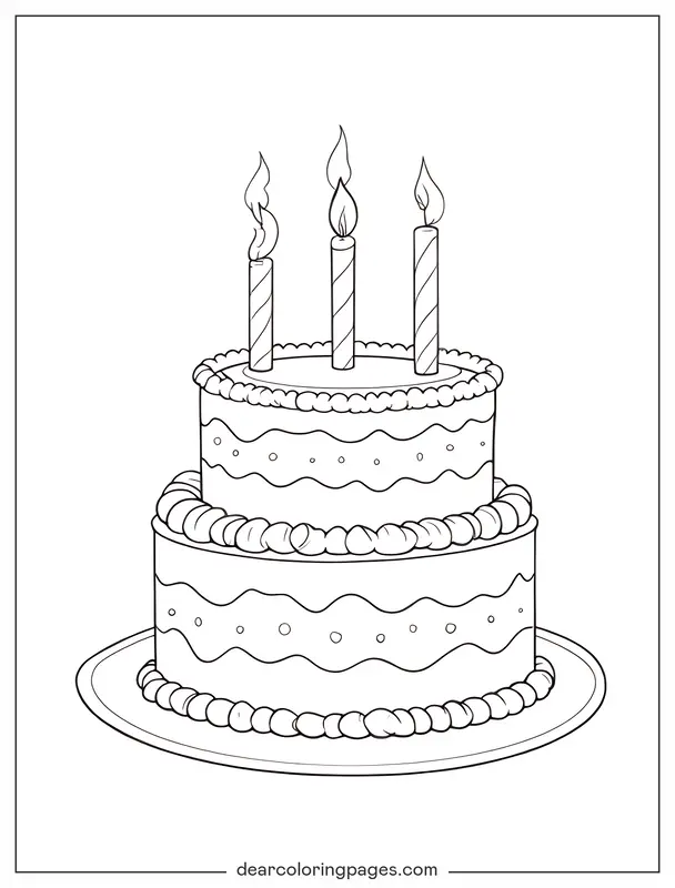 Cake Coloring Page - Birthday Cake Coloring Page