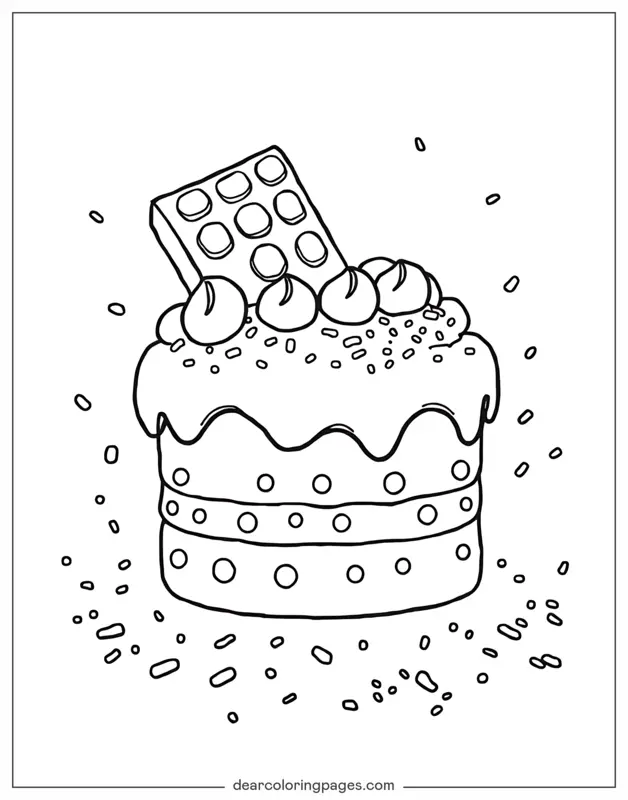 Cake Coloring Page - Chocolate Cake