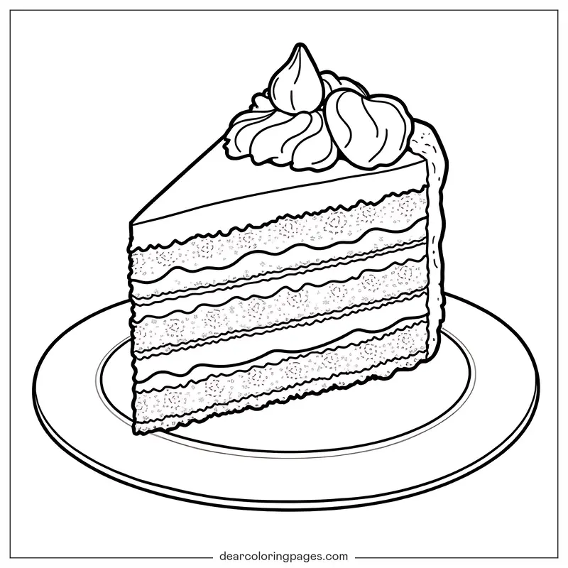Cake Coloring Page - Slice of Cake
