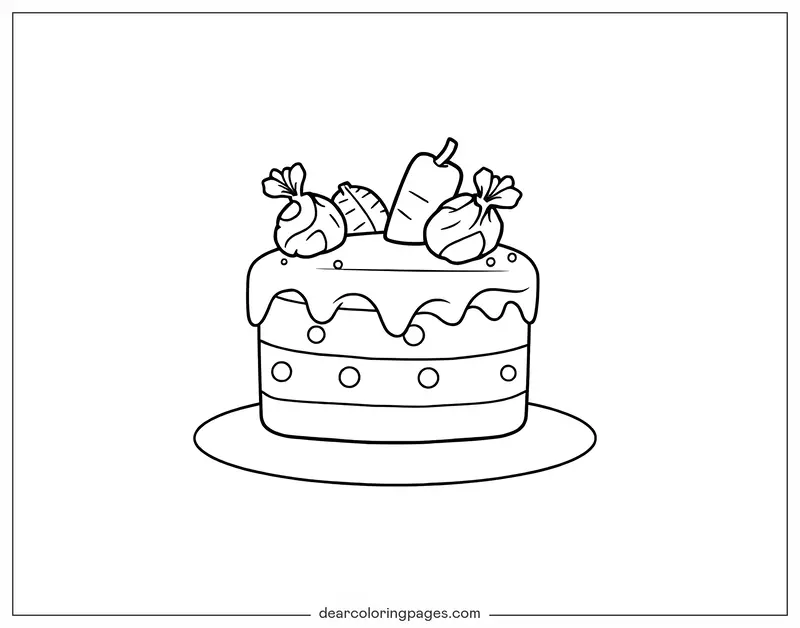 Cake Coloring Page - Carrot Cake