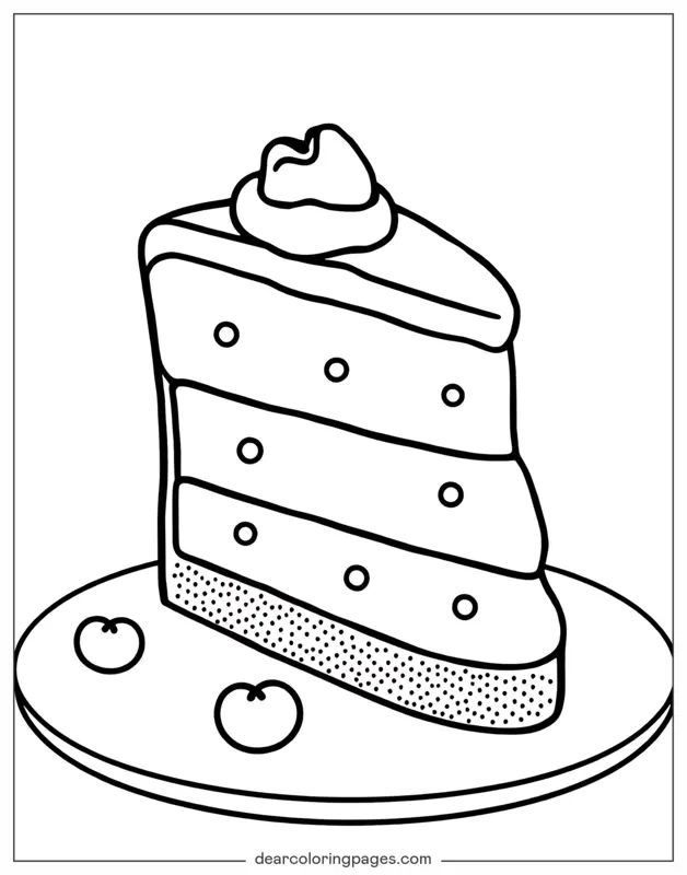 Cake Coloring Page - Cake Slice