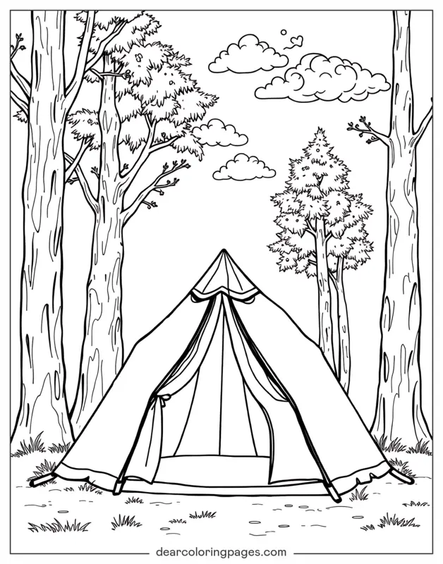 Camping Ausmalbild - Gemütliches Campingzelt