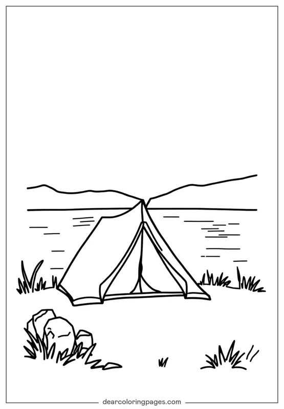 Camping Ausmalbild - Camping am See