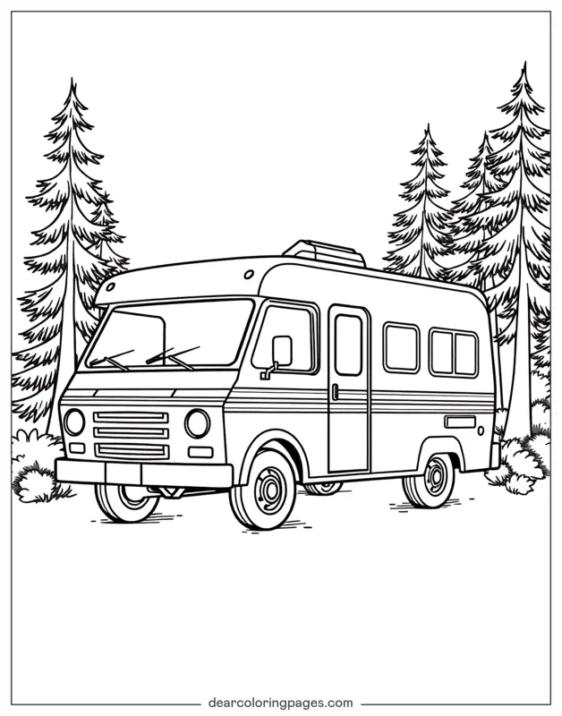Car Coloring Page - Camper Van