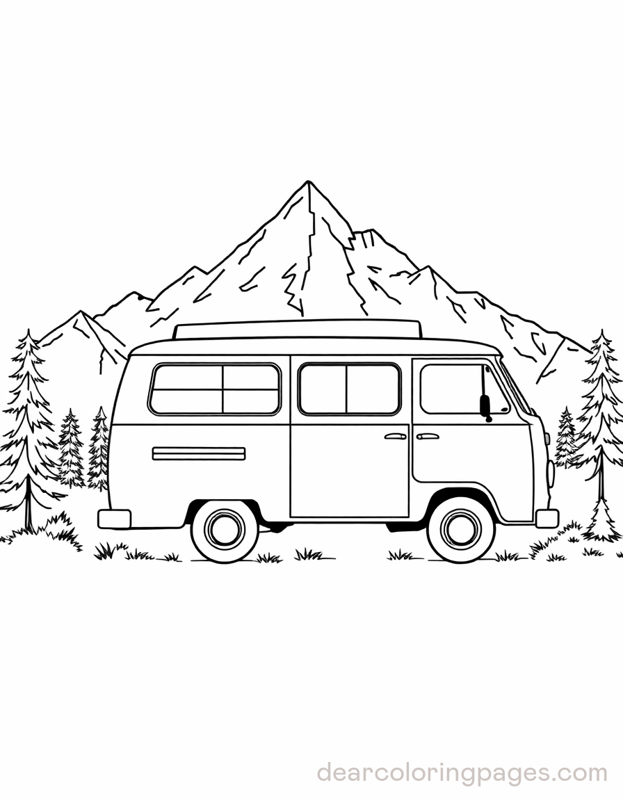 Camper Van by the Mountain