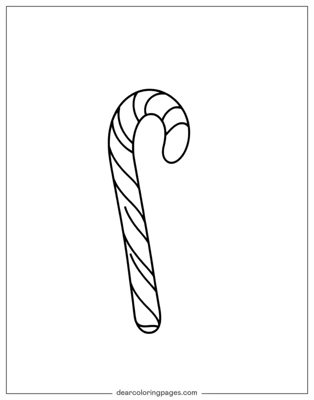 Bastón de Caramelo Dibujo para Colorear - Bastón de caramelo simple
