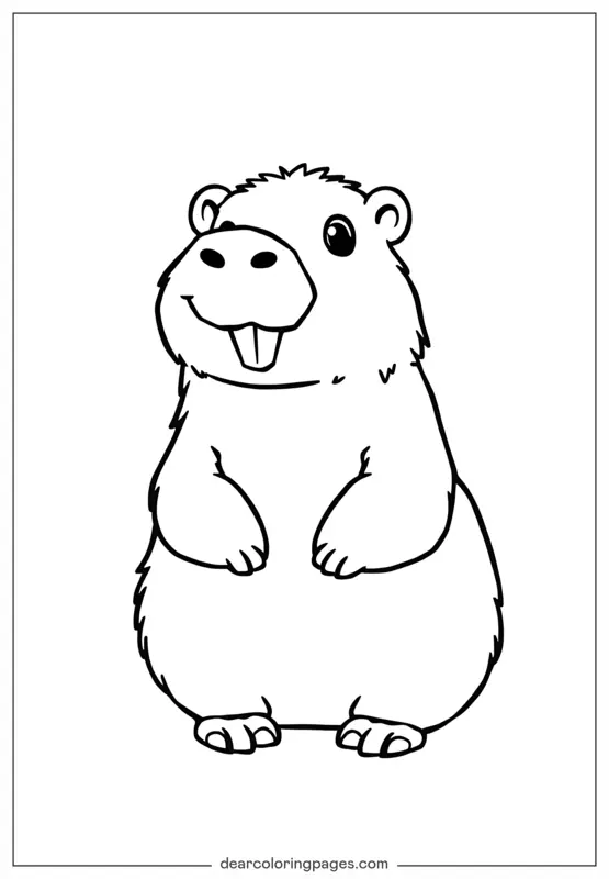 Coloriage de Capybara – Coloriage Capybara de Dessin Animé
