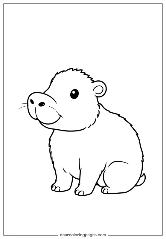 Coloriage de Capybara – Contour de Capybara Mignon pour Enfants