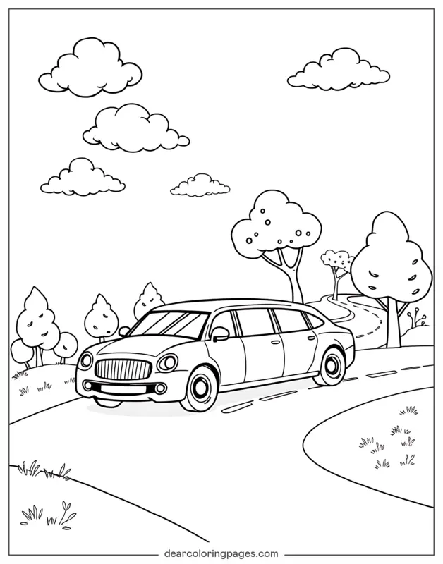Car Coloring Page - Cartoon Limousine