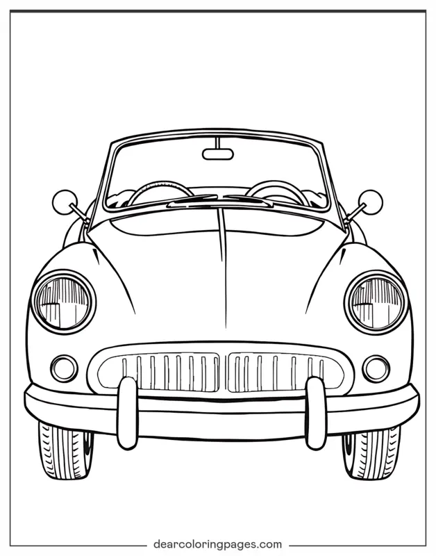 Car Coloring Page - Vintage Convertible