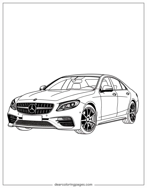 Car Coloring Page - Mercedes Sedan