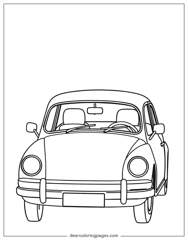 Car Coloring Page - Cartoon Car Front View