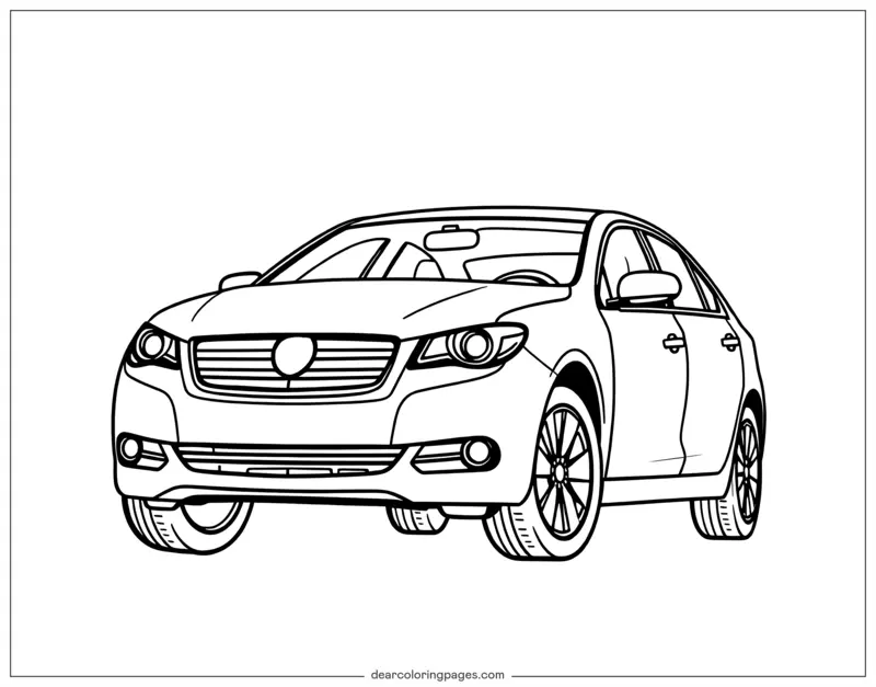 Car Coloring Page - Realistic Sedan