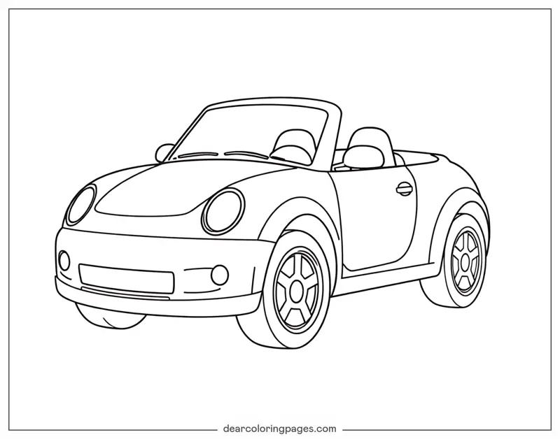 Car Coloring Page - Cartoon Convertible