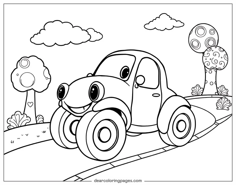 Car Coloring Page - Cartoon Car