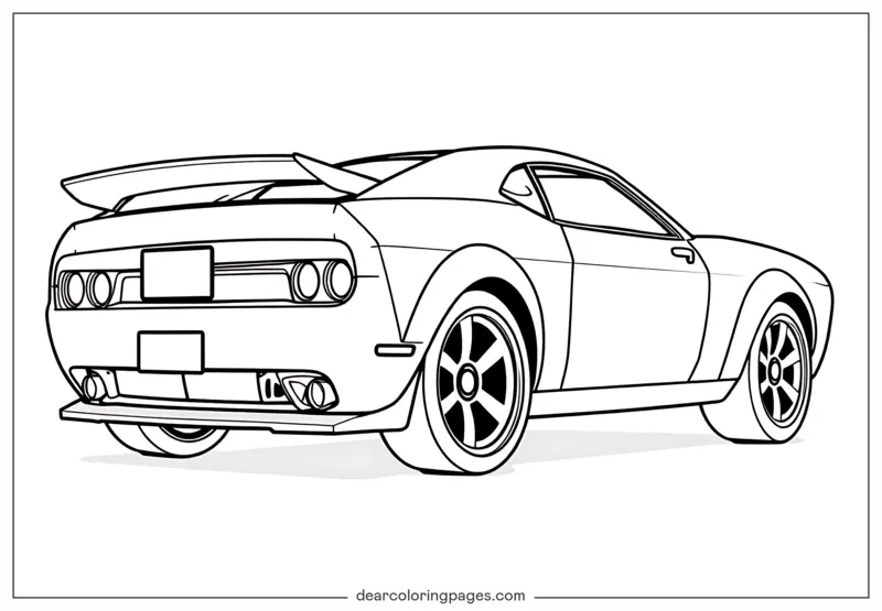 Car Coloring Page - Muscle Car Back View