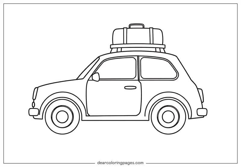 Car Coloring Page - Simple Road Trip Car Coloring
