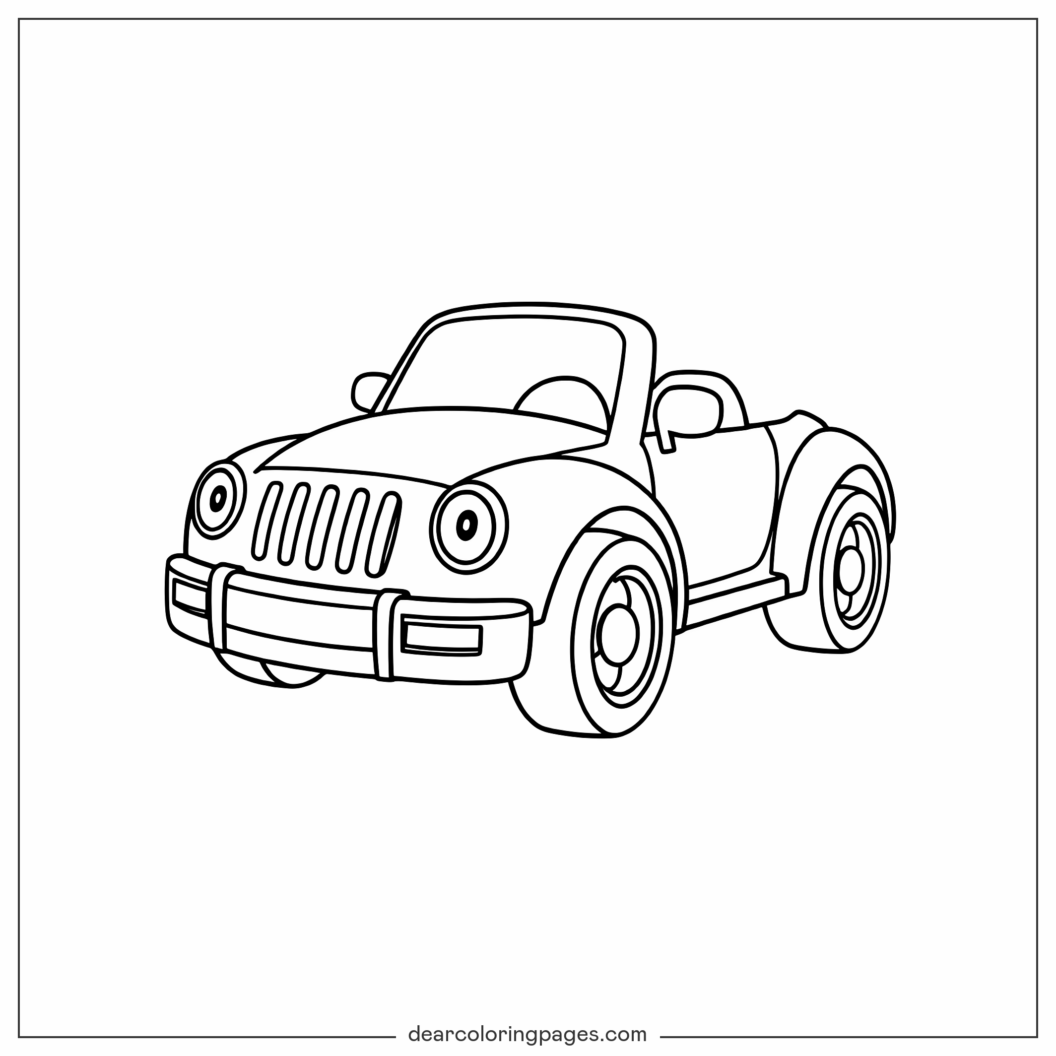 兒童敞篷車著色頁