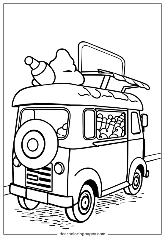 Verano Dibujo para Colorear - Camión de helados