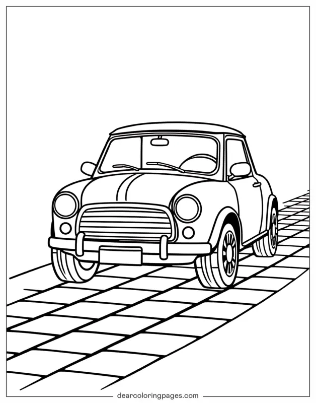 Car Coloring Page - Classic Mini Cooper