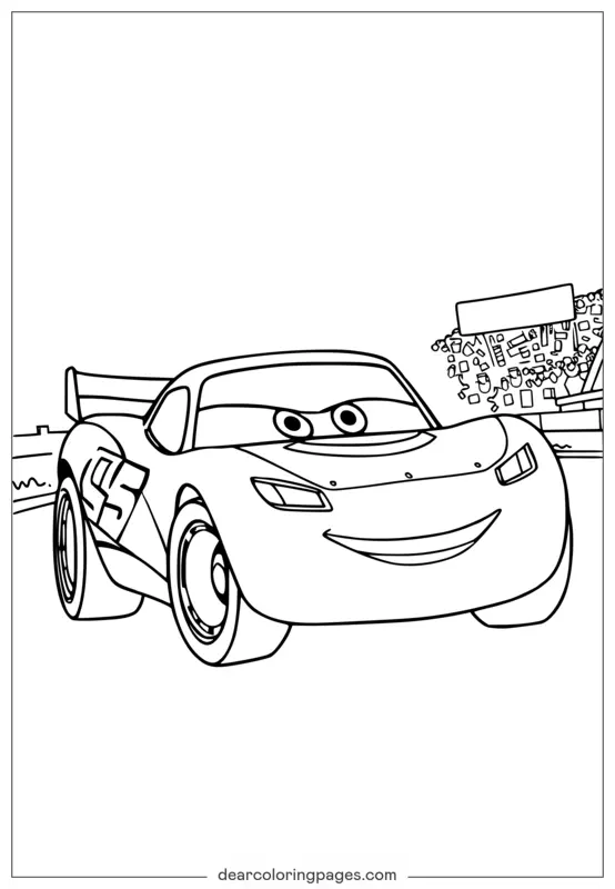 Cars Coloring Page - Cars Movie Coloring Page Lightning McQueen Racing