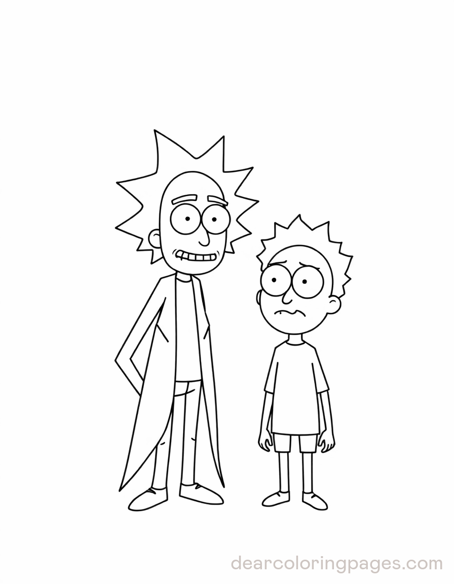 Caricatura Dibujos para Colorear - Rick y Morty