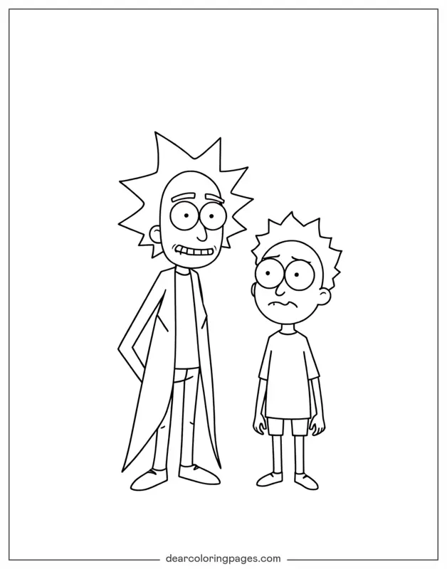Caricatura Dibujo para Colorear - Rick y Morty