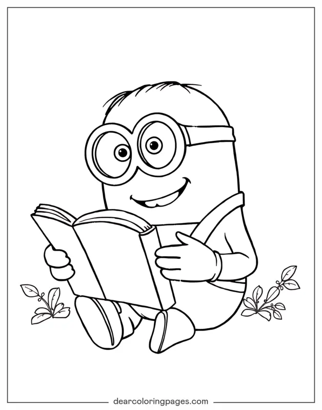 Minion Dibujo para Colorear - Minion leyendo un libro