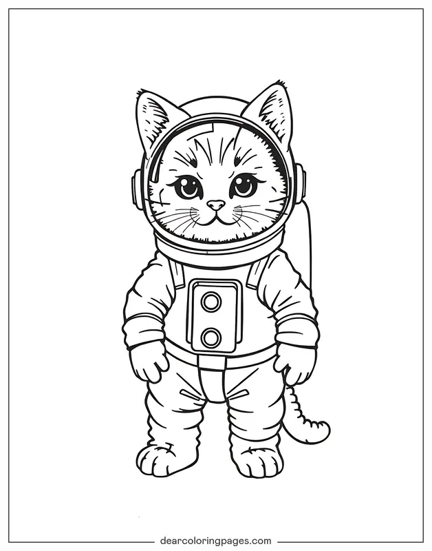 Katze Ausmalbild - Kätzchen-Astronaut