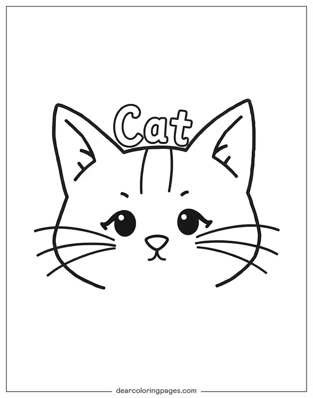 Katze Ausmalbild - Katze mit umreißendem Text