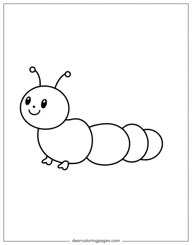 Raupe Ausmalbild - Freundliche Raupe für Kinder