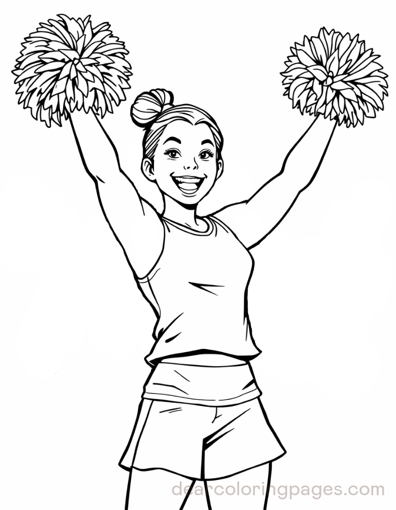 Torcida Desenho para Colorir - Cheerleader em Ação