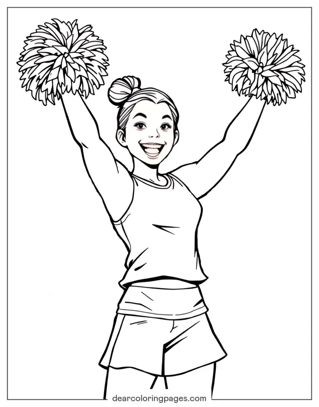 Cheerleading Coloring Page - Cheerleader in Action