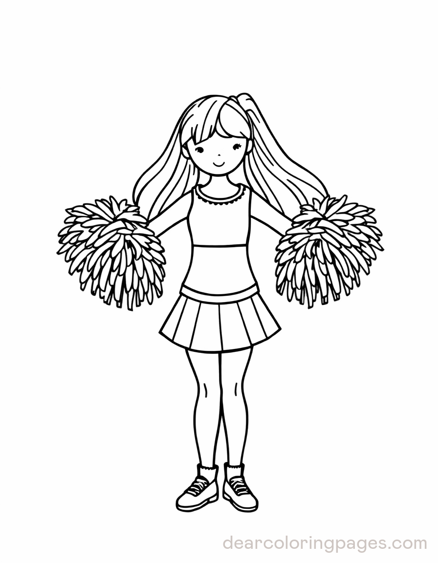 Cheerleading Coloring Page - Smiling Cheerleader