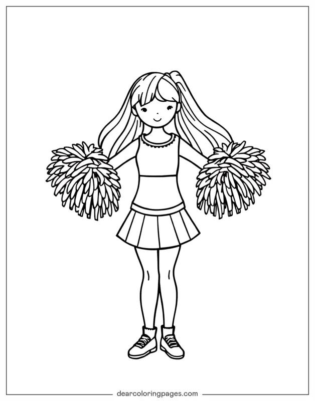 Cheerleading Coloring Page - Smiling Cheerleader