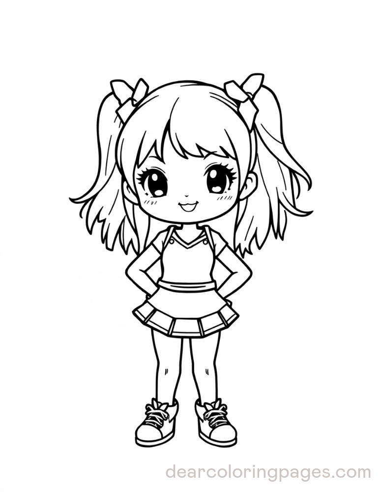 Cheerleading Coloring Page - Chibi Cheerleader