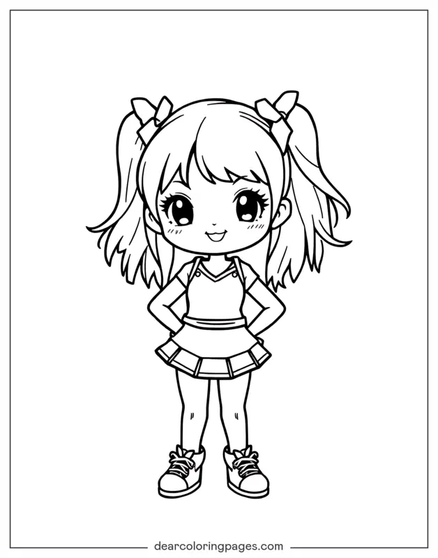 Cheerleading Coloring Page - Chibi Cheerleader