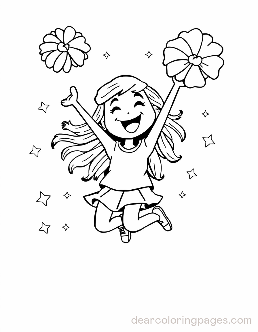 Cheerleading Coloring Page - Cheerleader's Celebration