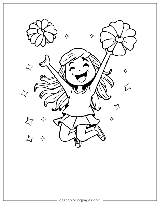 Cheerleading Coloring Page - Cheerleader's Celebration