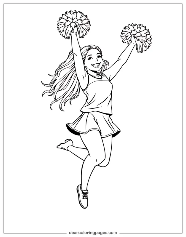 Cheerleading Coloring Page - Realistic Cheerleader Sketch