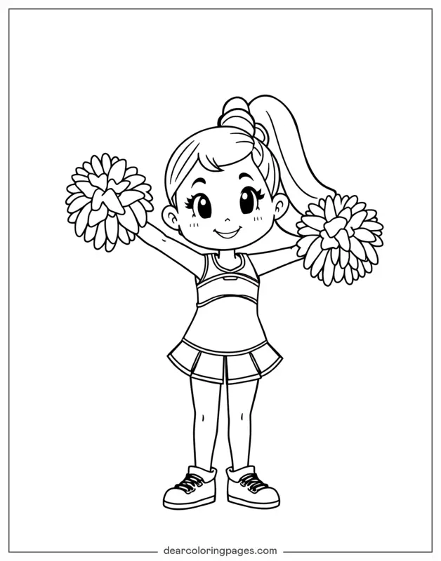 Cheerleading Coloring Page - Cute Cheerleader