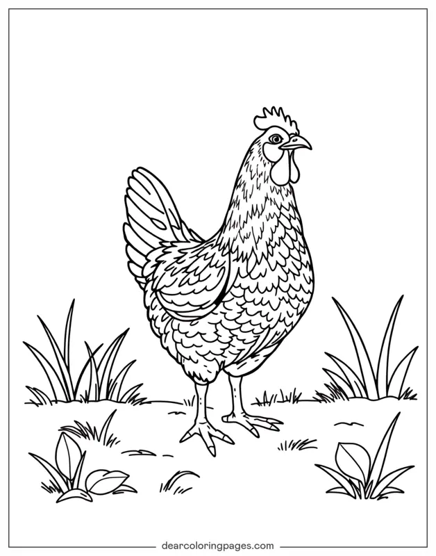 Coloriage de Poulet – Poulet réaliste