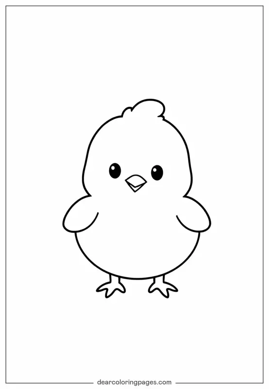 Coloriage de Poulet – Coloriage de Poussin de Dessin Animé pour Enfants