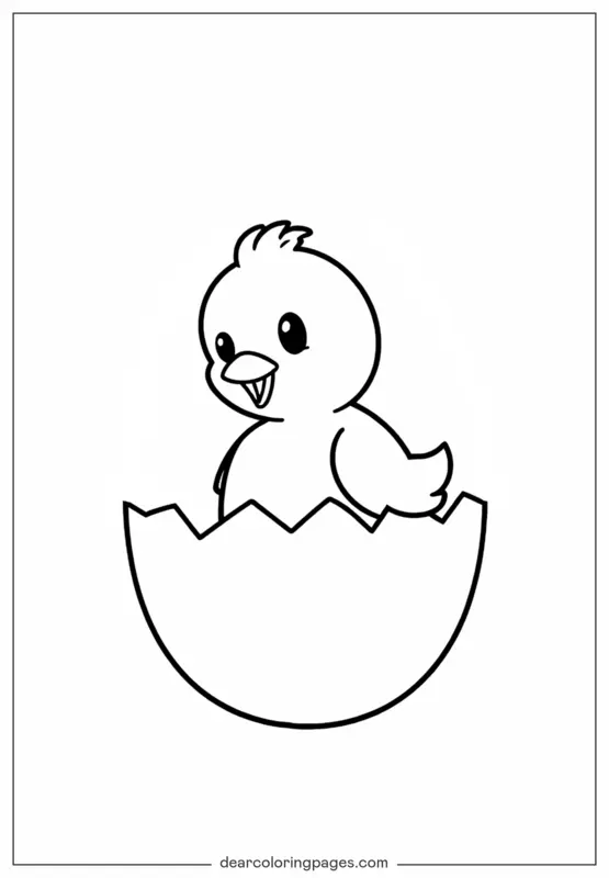 Coloriage de Poulet – Poussin Éclosant de l'Oeuf Coloriage
