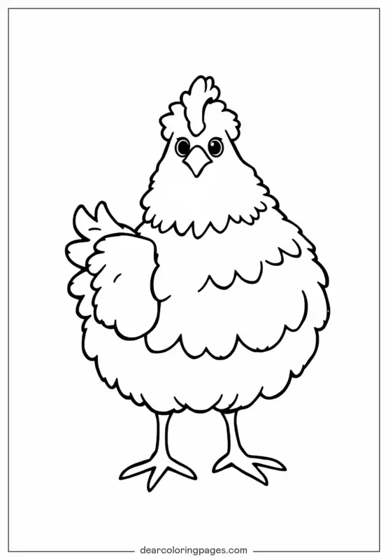 Coloriage de Poulet – Poule Fluffy Coloriage
