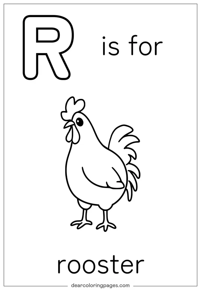 Buchstabe R Ausmalbild - R wie Rooster