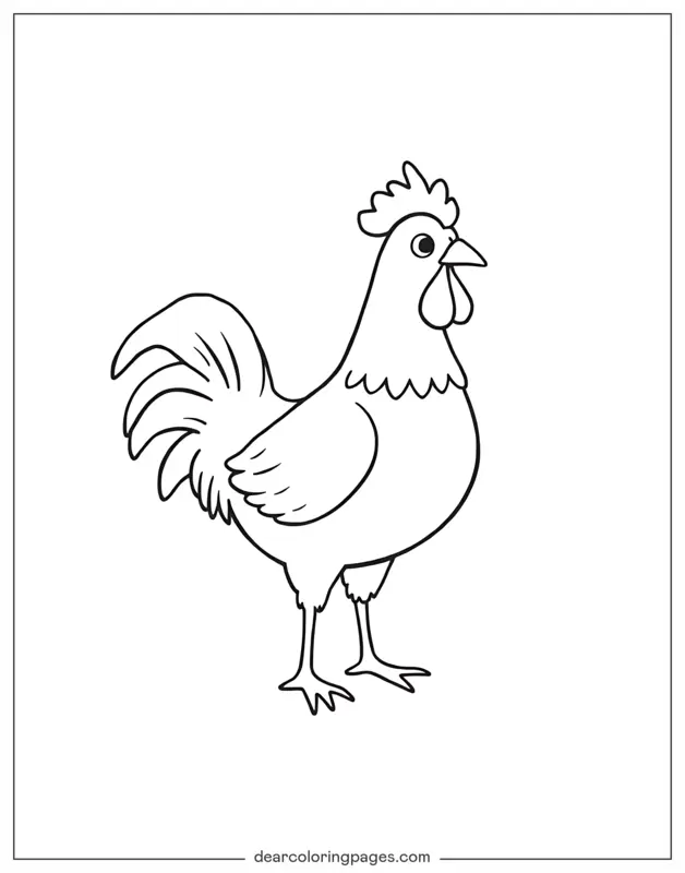 Coloriage de Poulet – Esquisse de Poulet Simple
